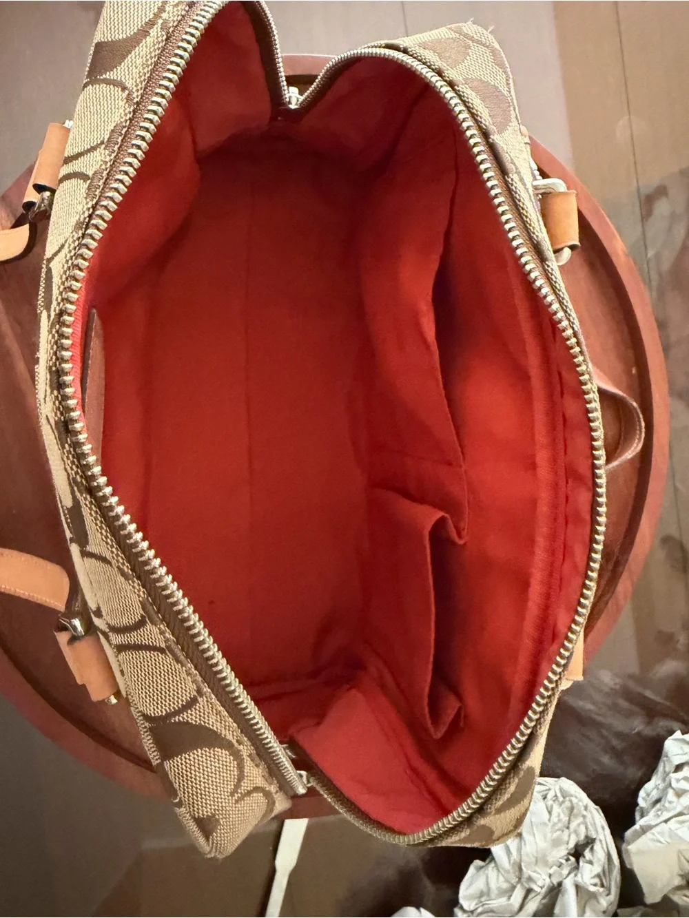 Coach - Tan and Brown Signature-Print Shoulder Bag